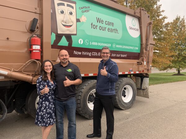 Owners of Good Earth, Craig and Monique Hosier, with Keith Granger, CEO of Granger Waste Services